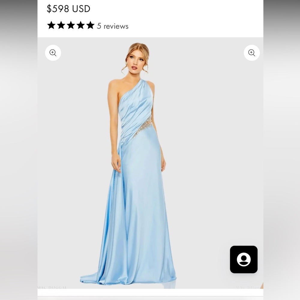 Mac Duggal One-Shoulder Light Blue Gown
